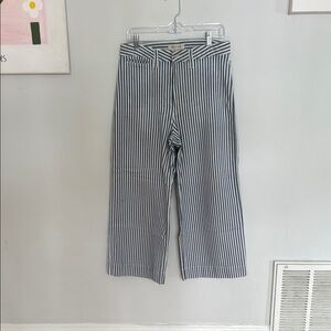 Madewell Gray Wide Leg Pinstripe Pants